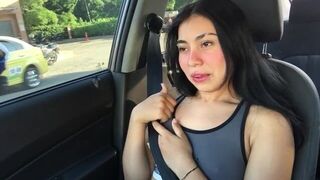 My stepbrother dares me to wear the exuberant while we are in the car - porn video