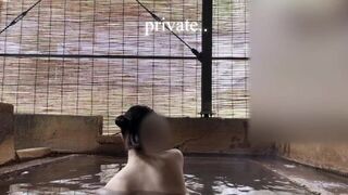 Japanese girl bathing in a mixed outdoor bath at a hot spring inn - porn video