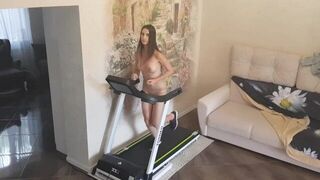 Naked girl on a treadmill - porn video