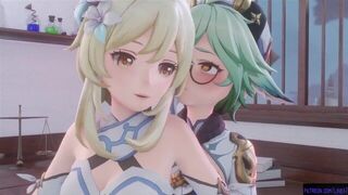 Futanari Lumine and Sucrose genshin impact Romantic history - porn video