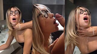 Cheating With Blonde MILF Stepmom In Bathroom While GF In The Next Room - porn video