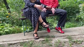 Curvy mother in law gets my cum outdoors - porn video